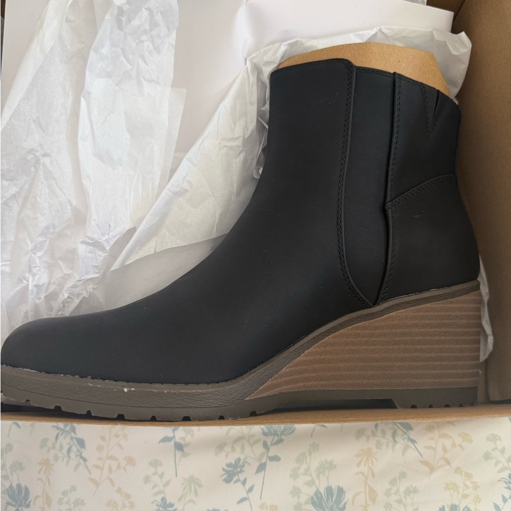 Black Ankle Boots with Wedge Heel